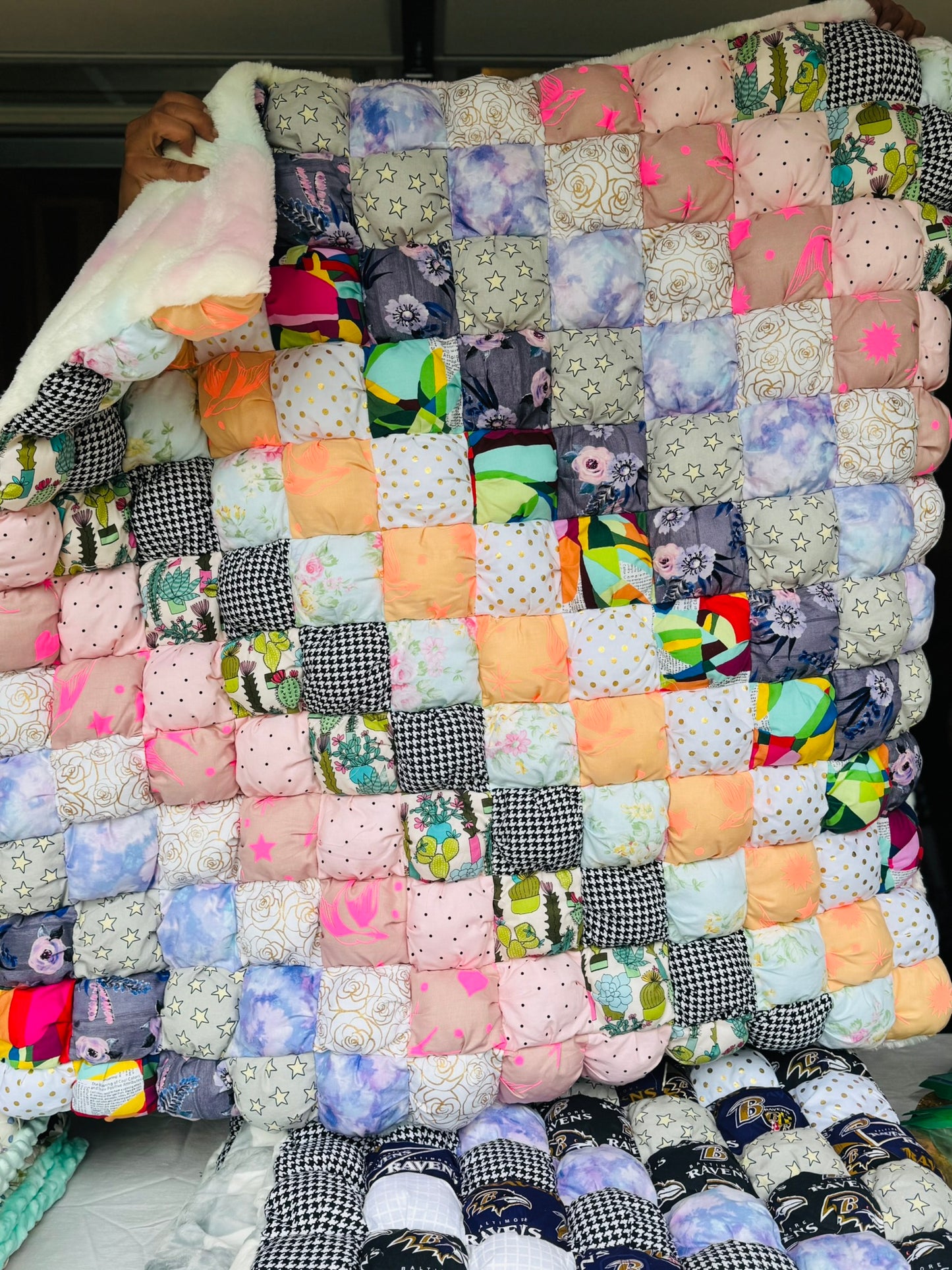 Handmade Custom Puff Lap Quilt – Cozy, Textured Comfort for Any Space