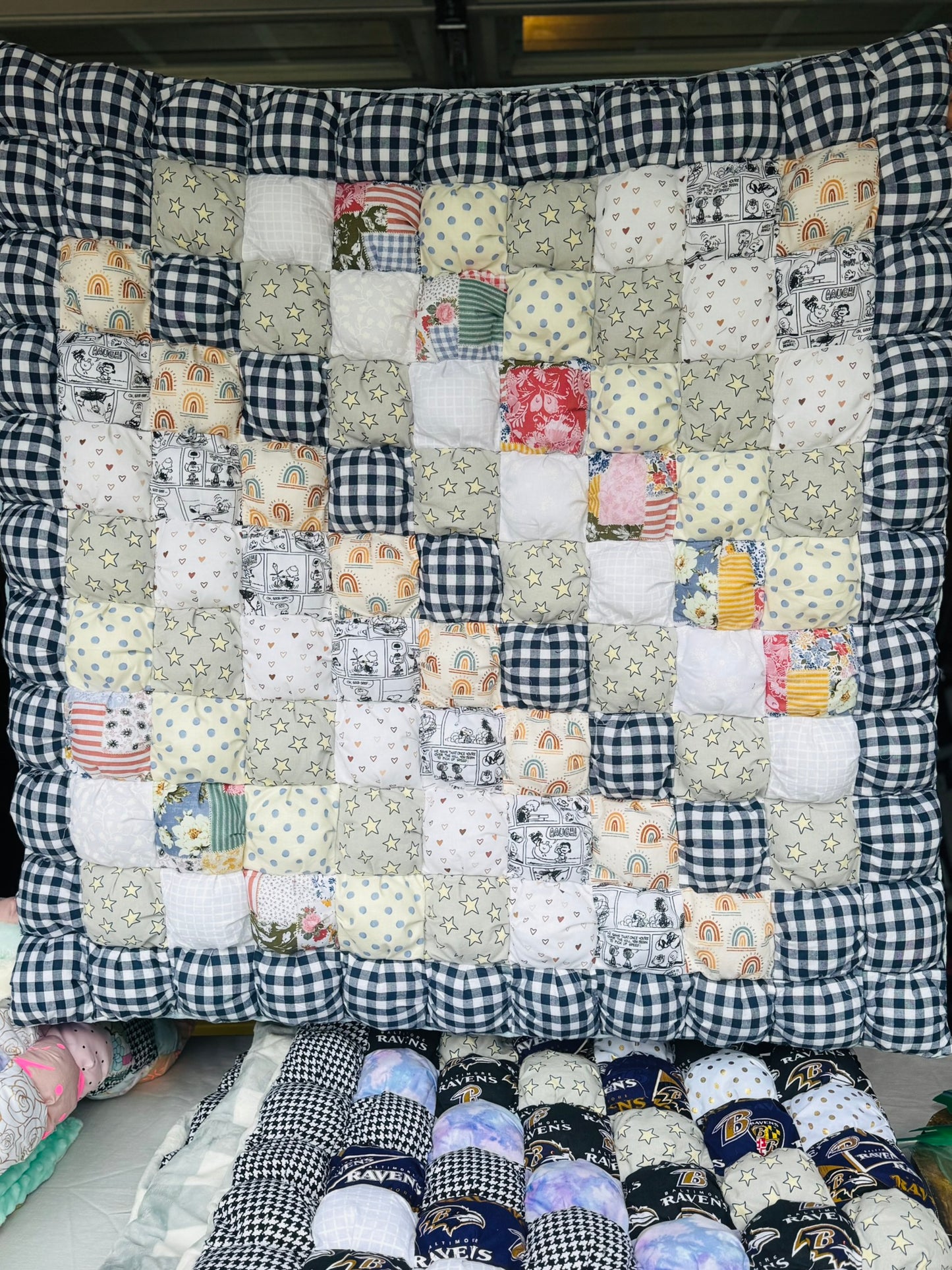 Handmade Custom Puff Lap Quilt – Cozy, Textured Comfort for Any Space